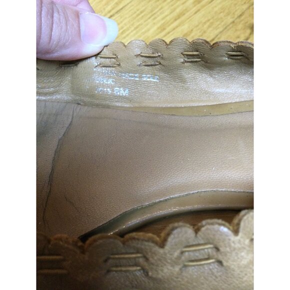 Tory Burch Tan Leather Eddie Bow Ballet Flats Women Size 6M Slip On Shoes - Picture 4 of 9